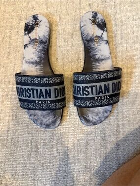 Dior Black and White Logo Slide Sandal